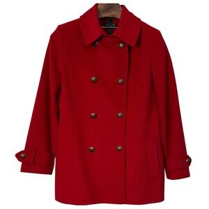 Lauren Ralph Lauren Women Red Double Breasted Peacoat Old Money Luxury Classy 12